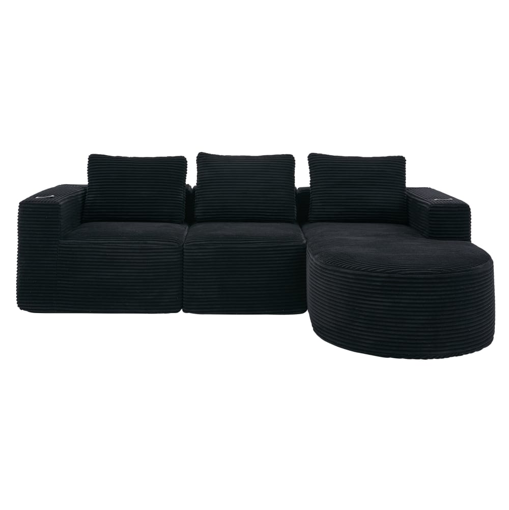 Canapé noir avec 3 coussins