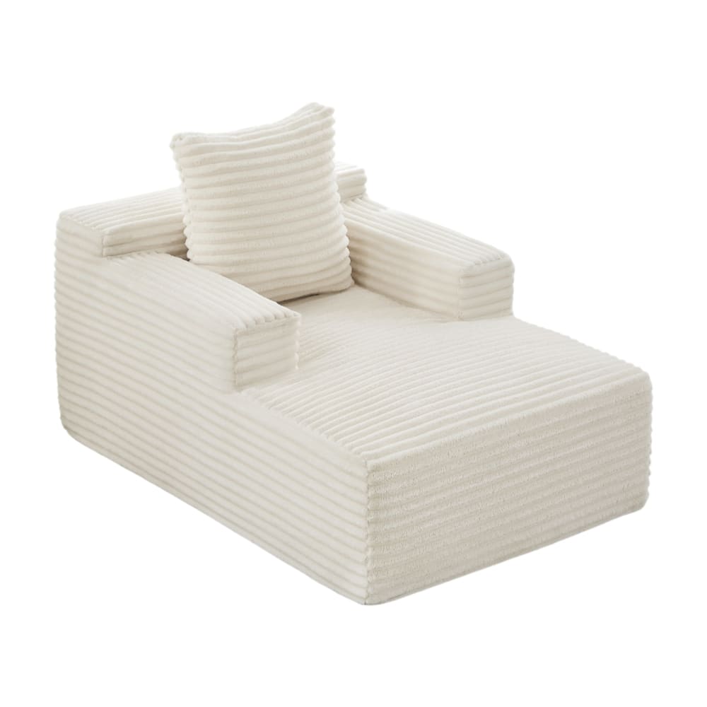 Canapé méridienne en velours côtelé beige sans montage 117×81×50 cm Canapé méridienne en velours côtelé beige sans montage 117×81×50 cm