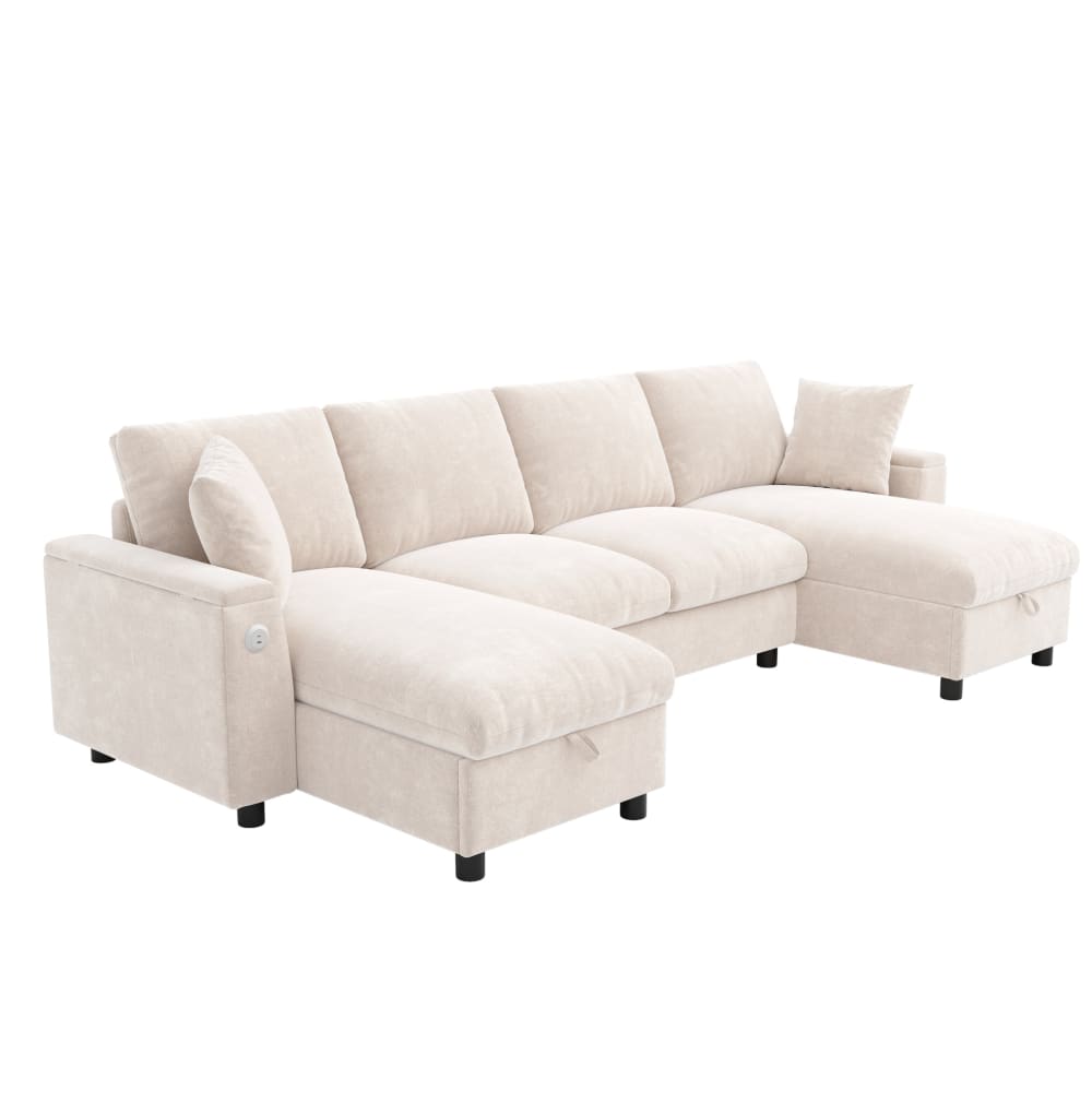 Canapé u en chenille - rangement