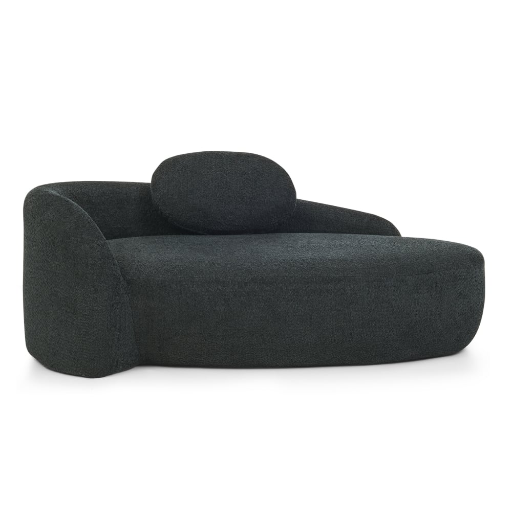 Canapé en tissu lammfell-optik noir doux avec coussin d'appui-tête