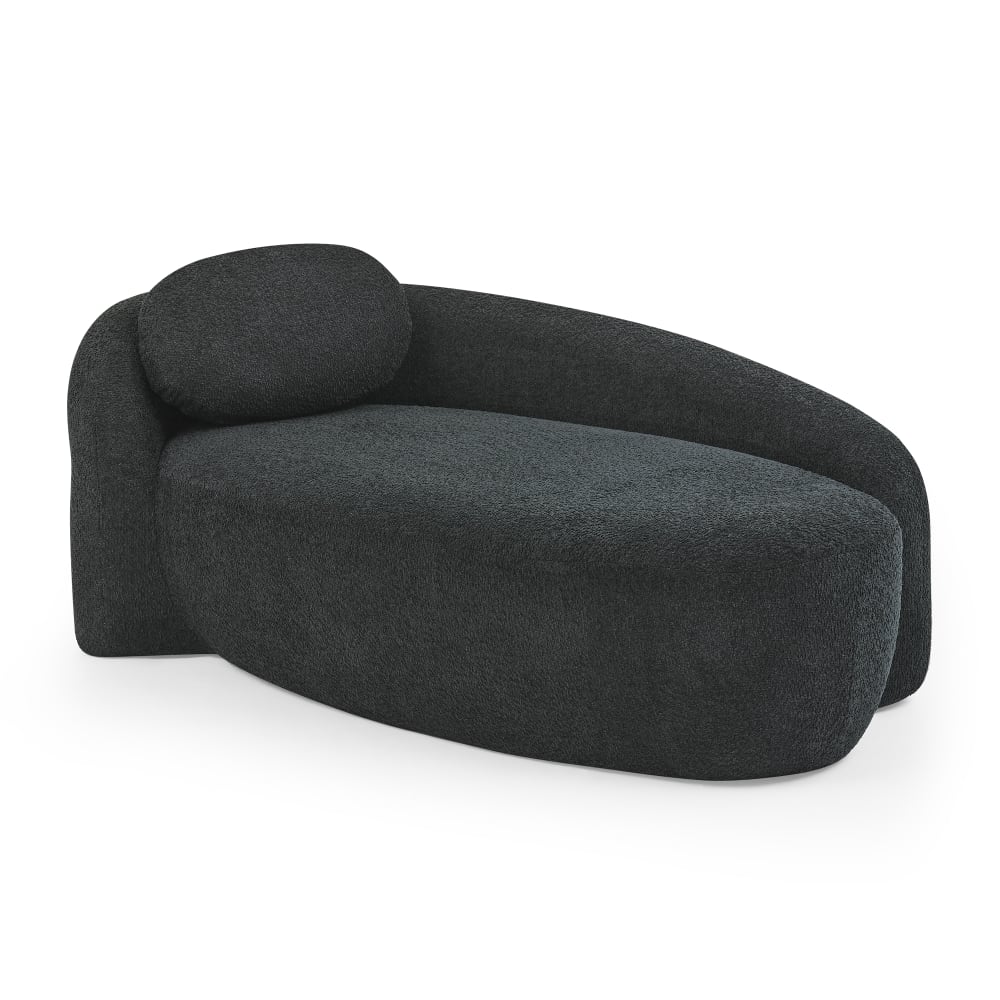 Canapé en tissu lammfell-optik noir doux avec coussin d'appui-tête