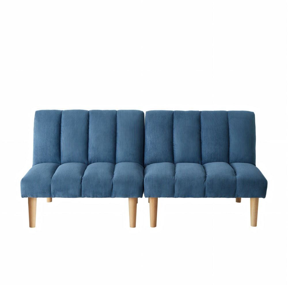 Canapé en velours côtelé bleu avec dossier réglable 167x82x72 cm