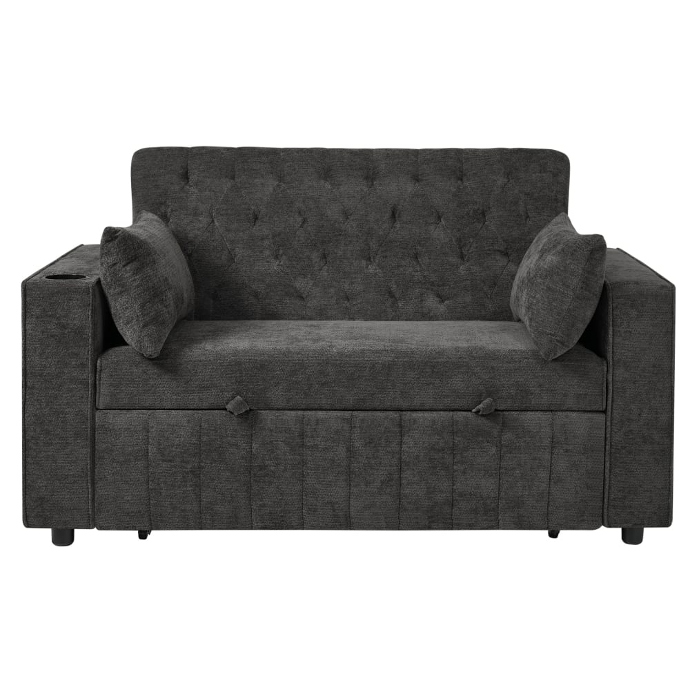 Canapé en chenille gris avec usb et rangement 140x137x84 cm