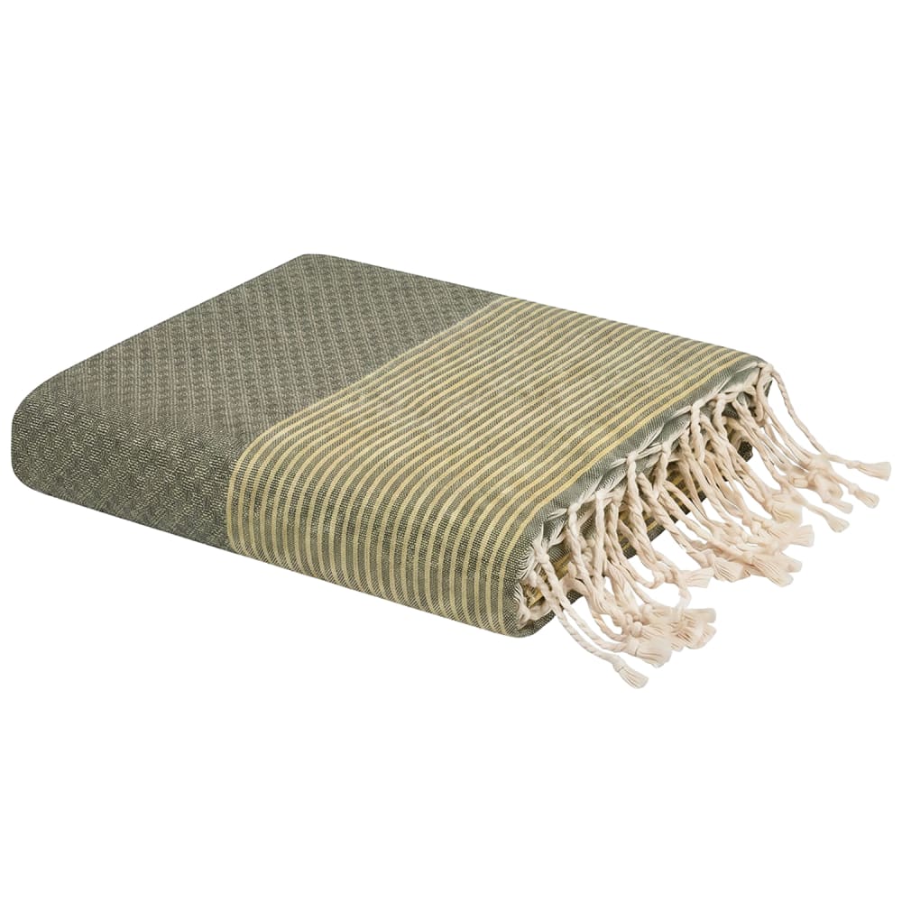 Fouta en coton recyclé kaki 100x200 cm Fouta en coton recyclé kaki 100x200 cm