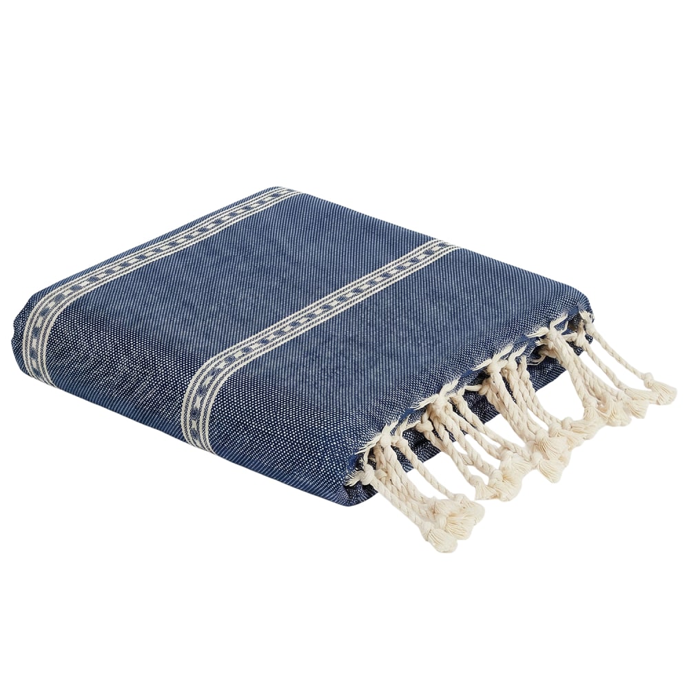 Fouta anti sable en coton recyclé bleu 100x200 cm Fouta anti sable en coton recyclé bleu 100x200 cm