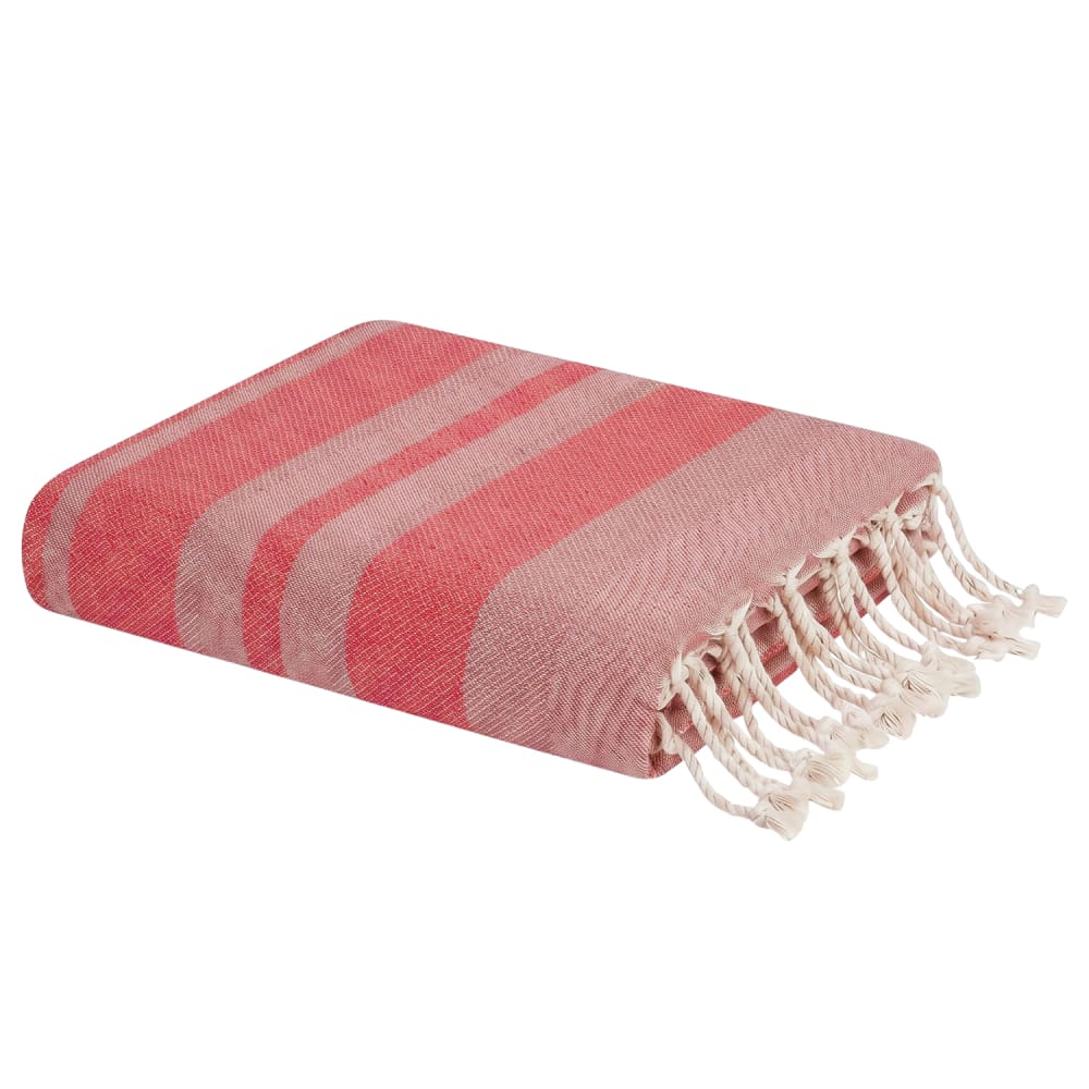 Fouta de plage jacquard en coton recyclé saumon 100x200 cm Fouta de plage jacquard en coton recyclé saumon 100x200 cm