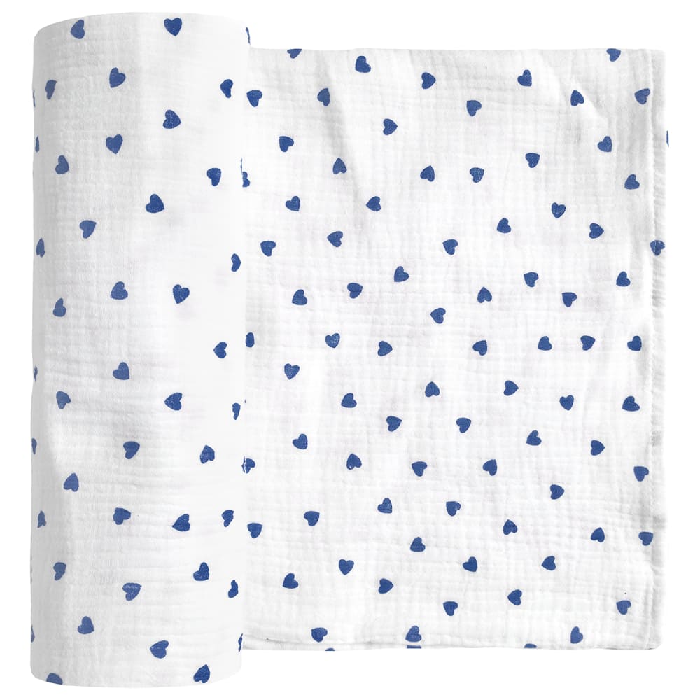 Maxi lange bébé en gaze de coton bleu 120x120 cm Maxi lange bébé en gaze de coton bleu 120x120 cm