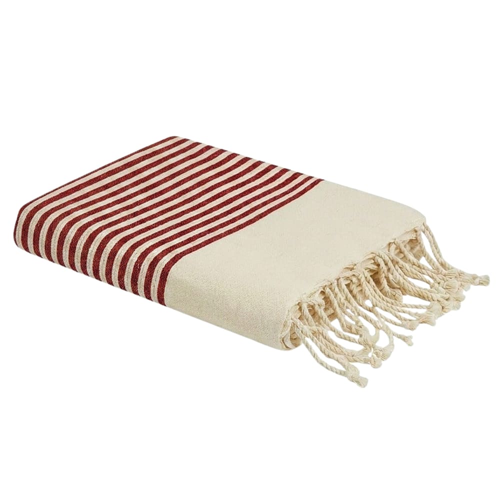 Fouta en coton recyclé rouge 100x200 cm Fouta en coton recyclé rouge 100x200 cm