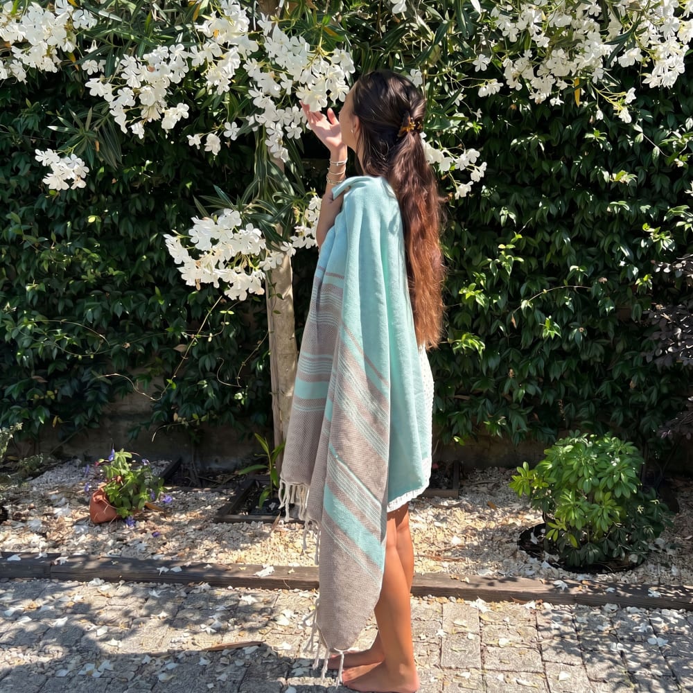Fouta luxus jacquard mit vogelaugenmuster aus recycelter