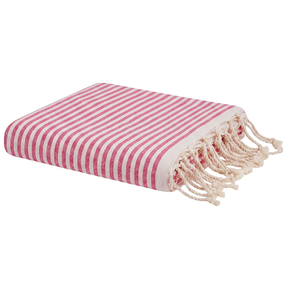 Fouta anti sable en coton recyclé rose 100x200 cm