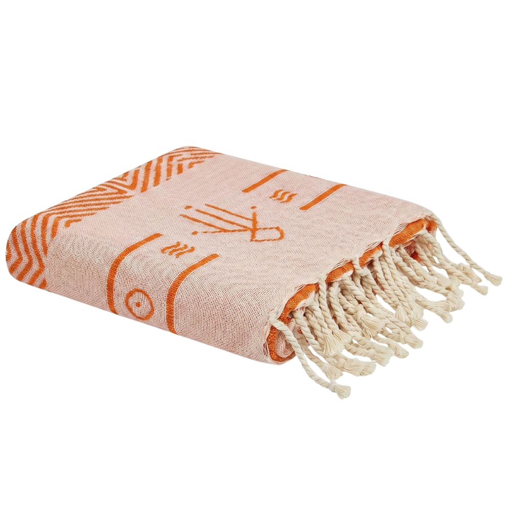 Fouta réversible en coton recyclé orange 100x200 cm Fouta réversible en coton recyclé orange 100x200 cm