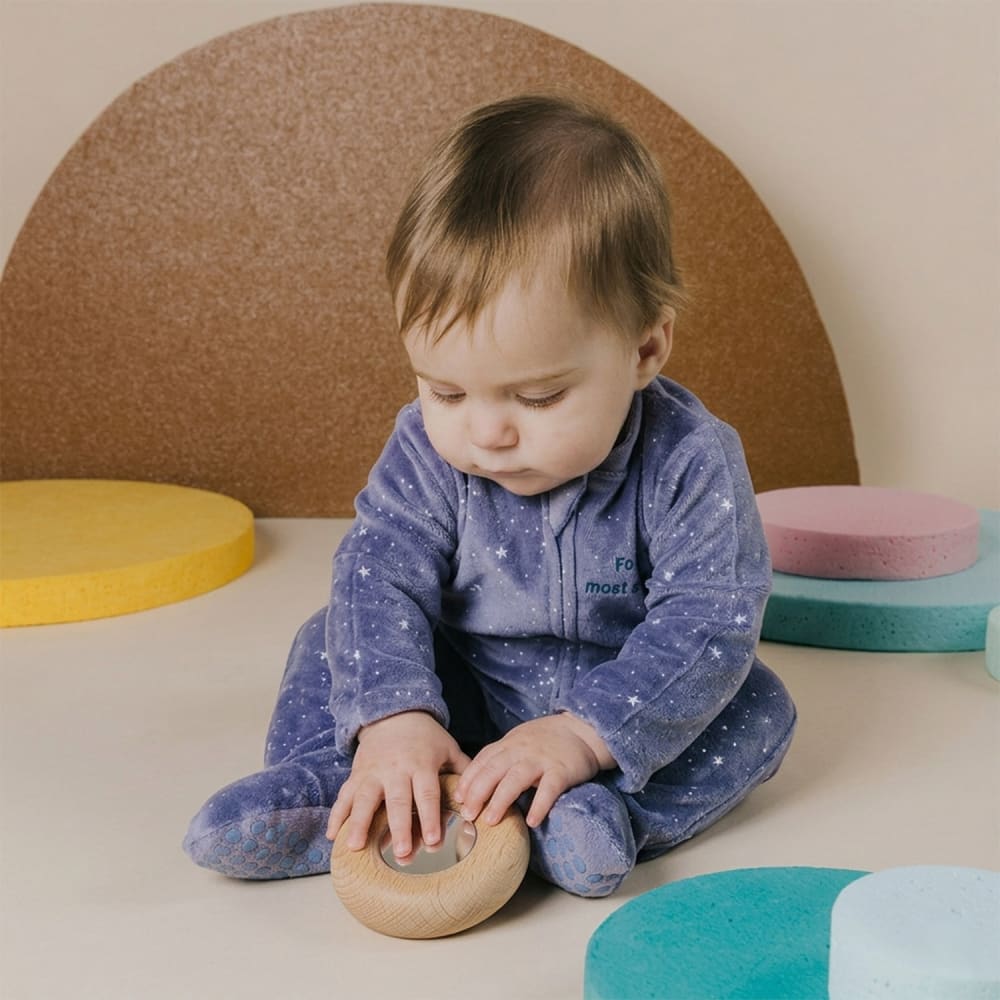 Babyspielzeug sensorische rassel mit spiegel silber - Maisons Du