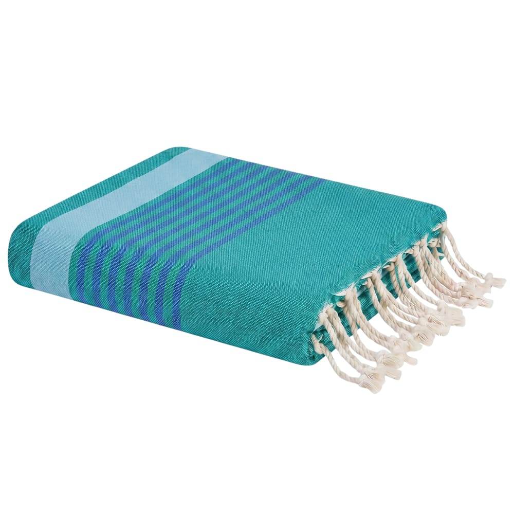 Fouta en coton recyclé turquoise 100x200 cm Fouta en coton recyclé turquoise 100x200 cm