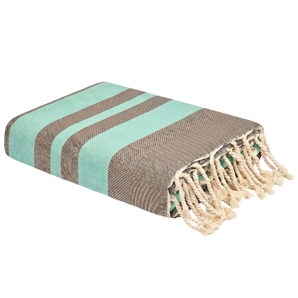 Fouta de plage jacquard en coton recyclé marron 100x200 cm Fouta de plage jacquard en coton recyclé marron 100x200 cm