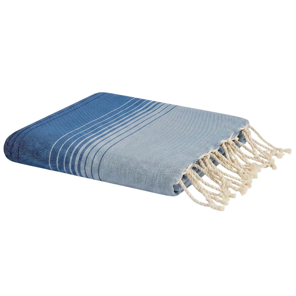 Fouta en coton recyclé gris/bleu 100x200 cm