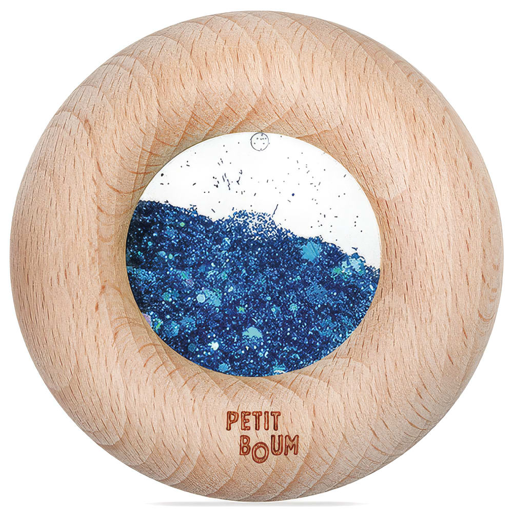 Petit Boum Babyrassel sensorisches spielzeug BLAU HOLZ Baby