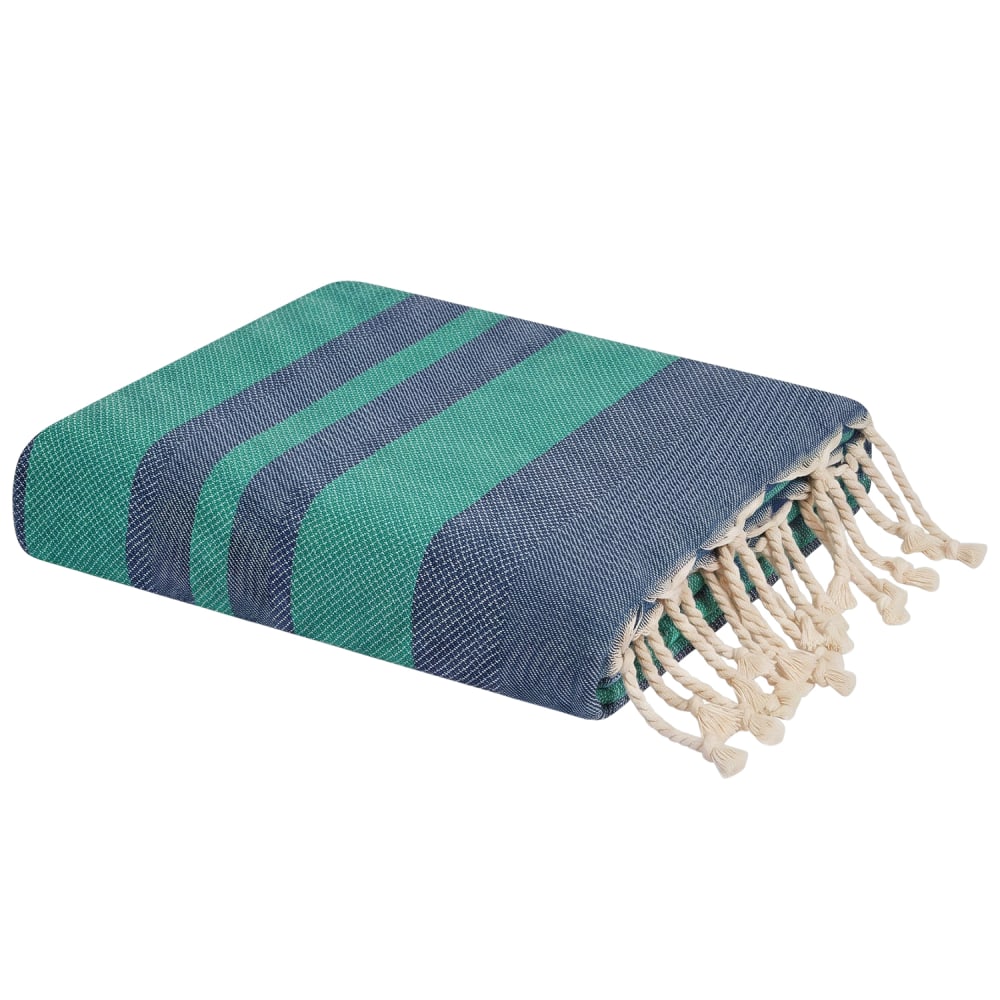 Fouta de plage jacquard en coton recyclé denim 100x200 cm Fouta de plage jacquard en coton recyclé denim 100x200 cm