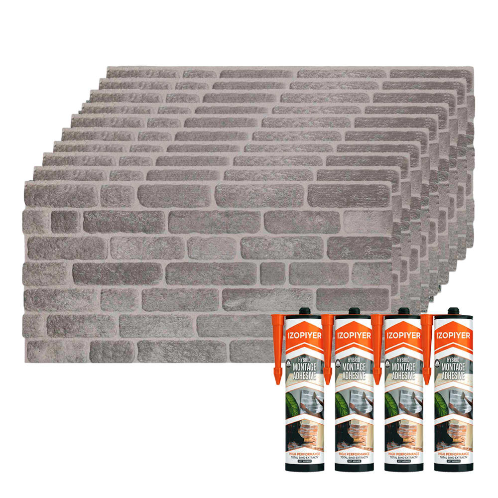 set de 10 paneles ladrillo urbano  4 botes adhesivo