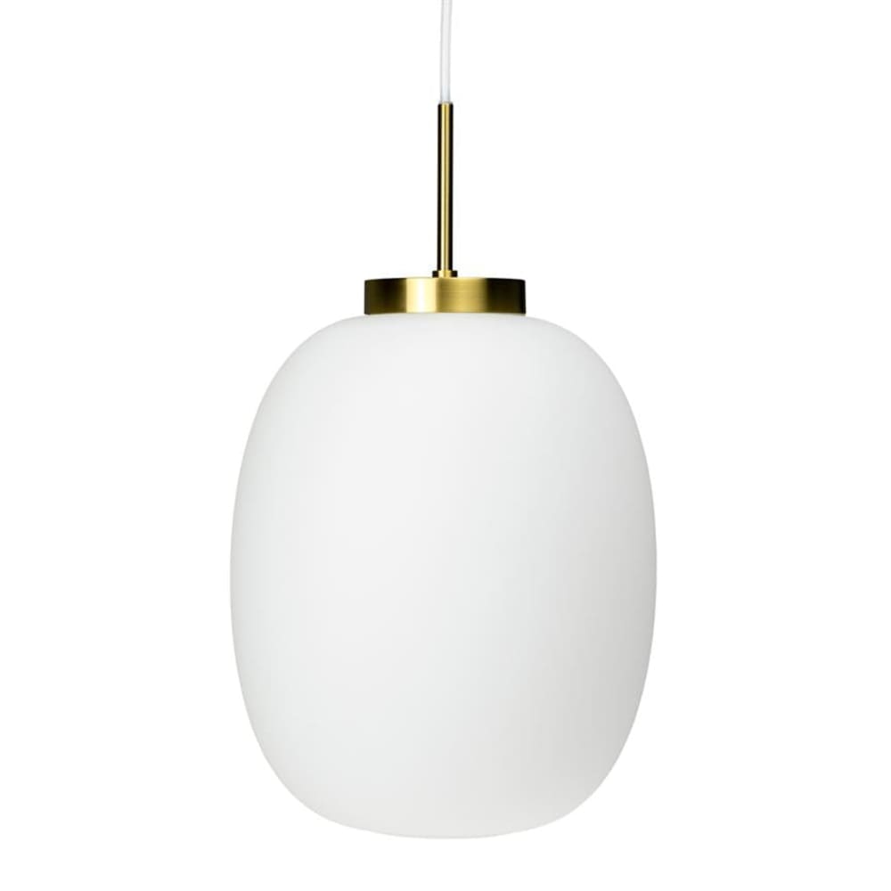 Pendelleuchte aus Glas und Messing h 30 cm d 25 cm, weiß -