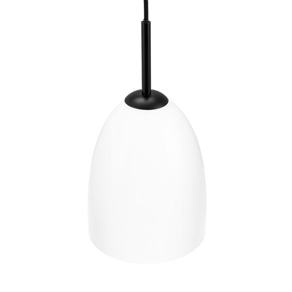 Pendelleuchte aus Opalglas und Metall h 35 cm d 18 cm, schwarz -