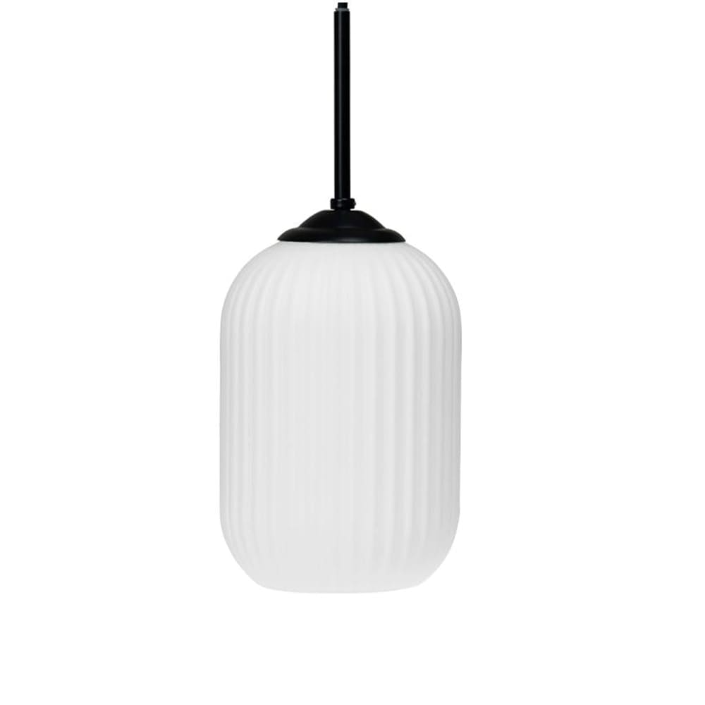 Pendelleuchte aus Glas und Metall h 20 cm d 14 cm, mattschwarz -