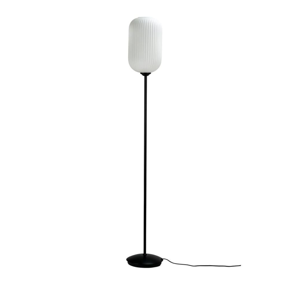Lampadaire en verre et métal noir mat