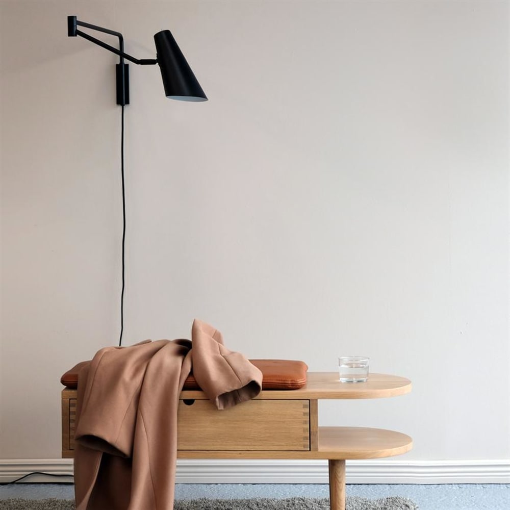 Dyberg Larsen Wandleuchte aus Metall h 27 cm d 85 cm, mattschwarz style modern - Metall