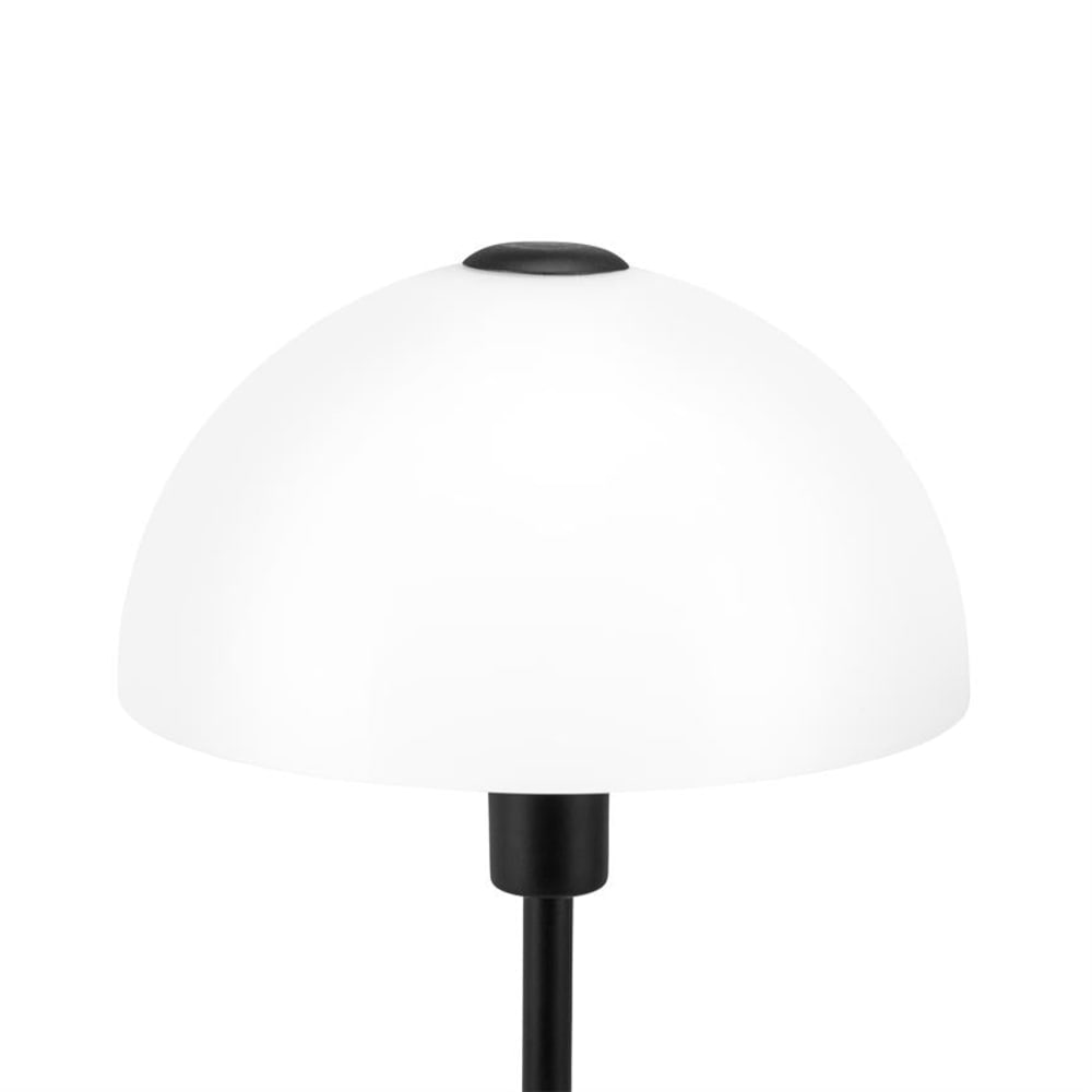 Lampe à poser en verre opale et métal noir — vue 3