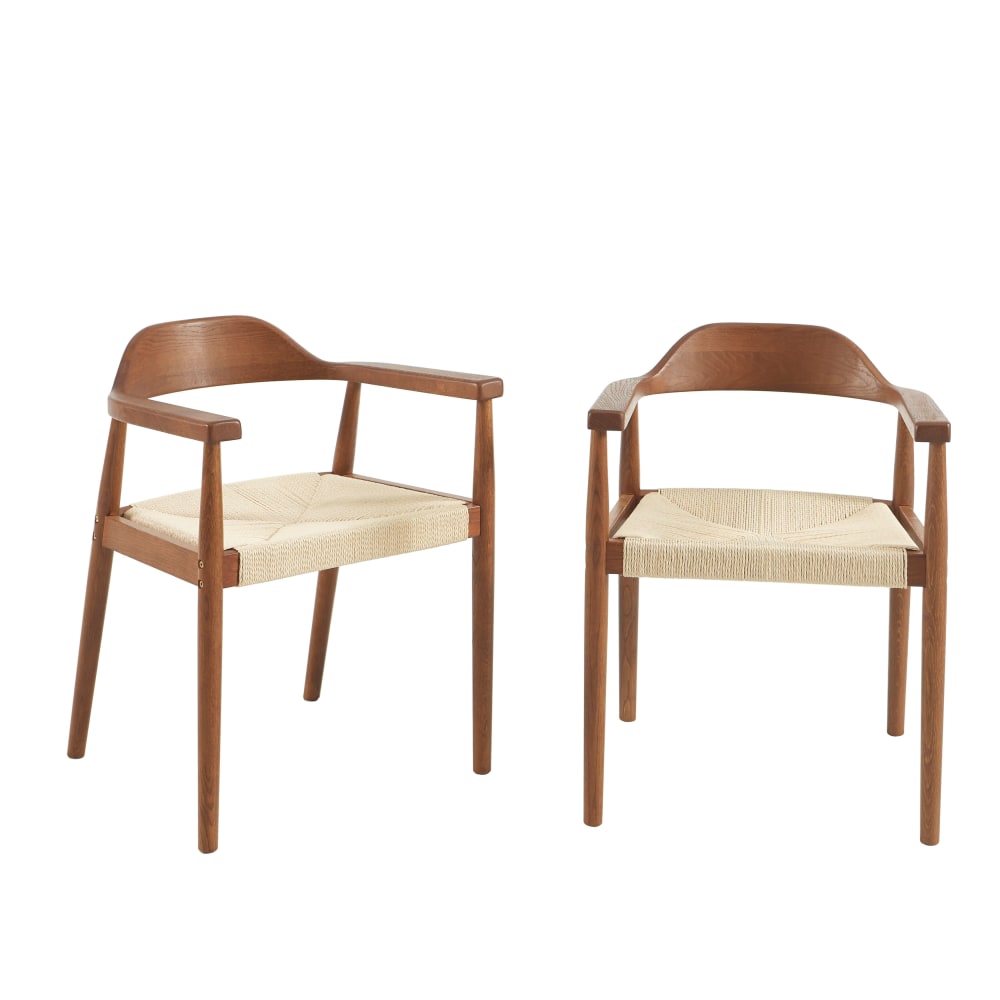 Lot de 6 chaises chêne massif couleur noyer et corde Lot de 6 chaises chêne massif couleur noyer et corde