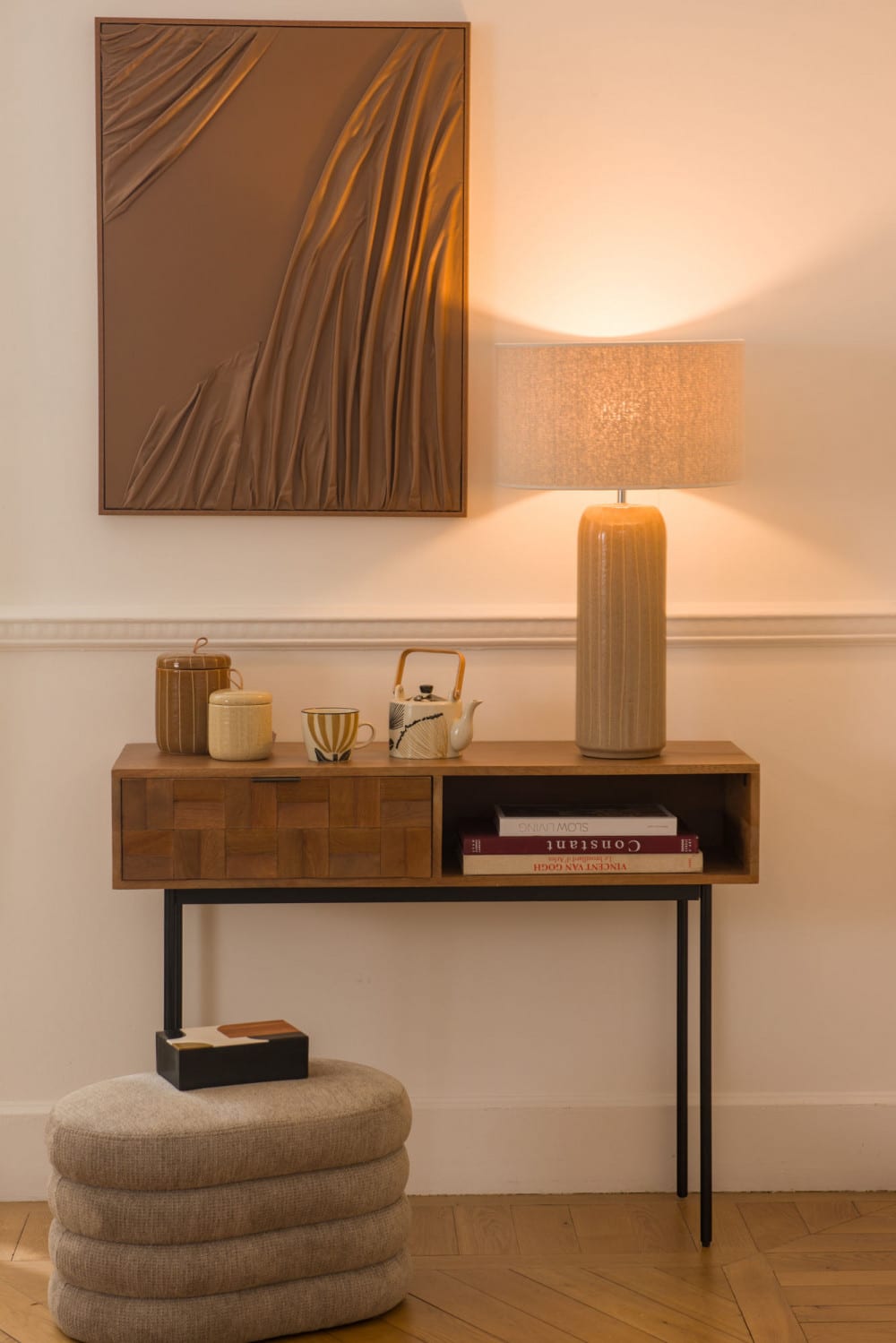 Lampe chris en céramique beige — vue 3