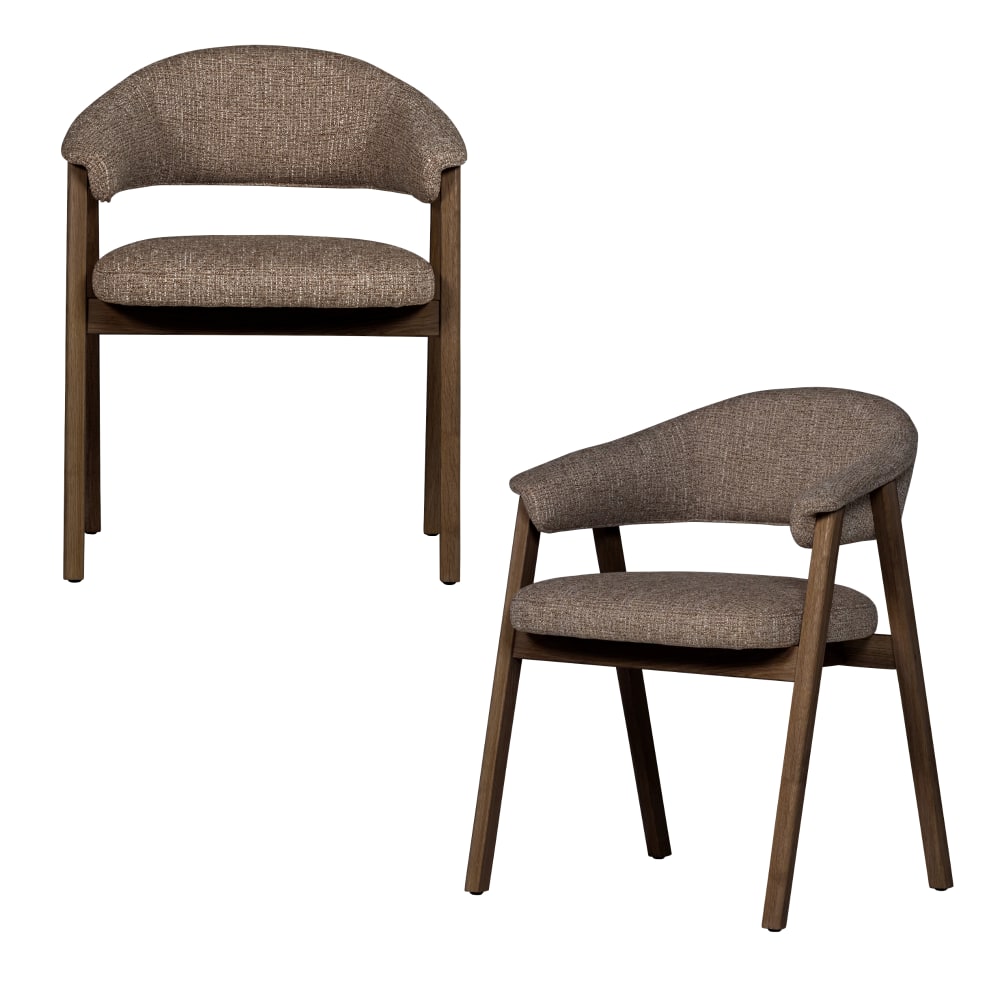 Lot de 2 chaises de table acec accoudoirs en bois de chêne marron