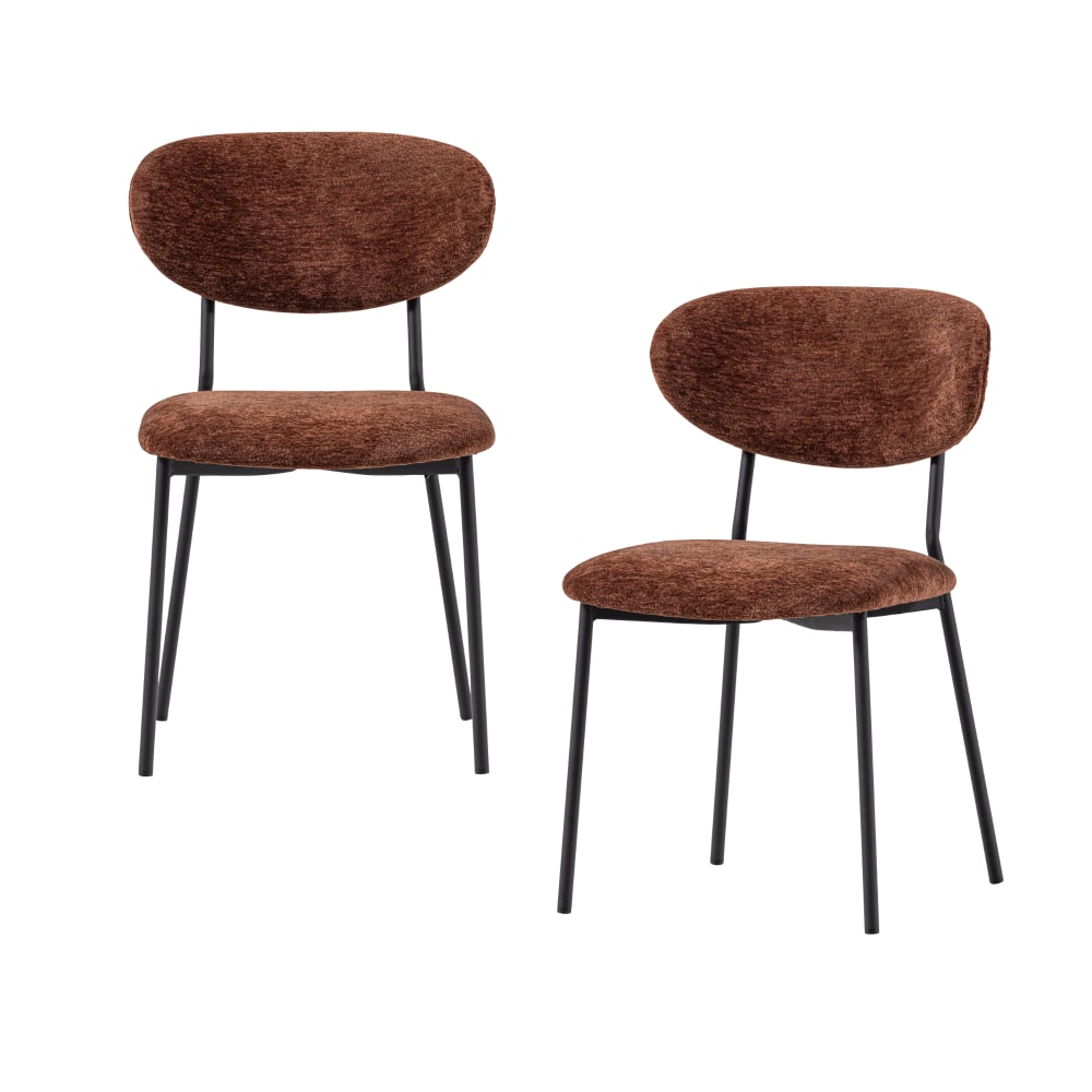 Lot de 2 fauteuils de table en chenille marron