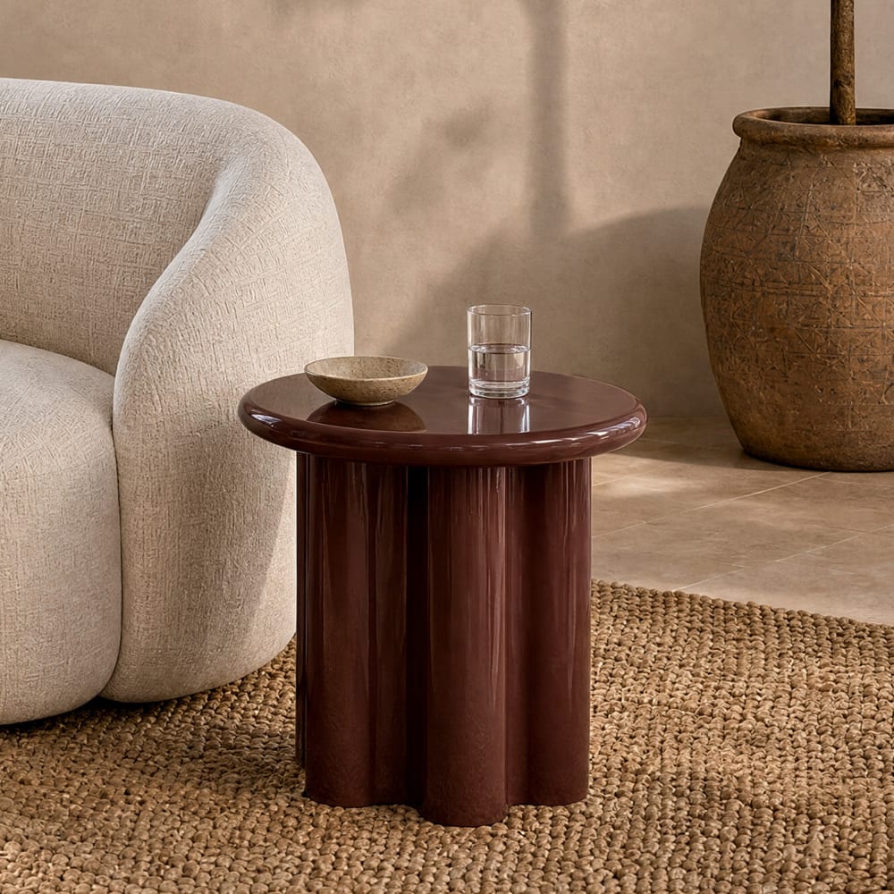 Maison Pavane Rot lackierter Beistelltisch, D50 cm style classic chic Rot Holz