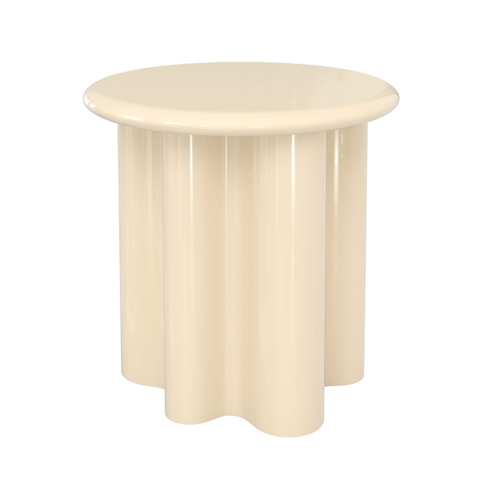 Table d'appoint laquée blanc cassé, d50 cm