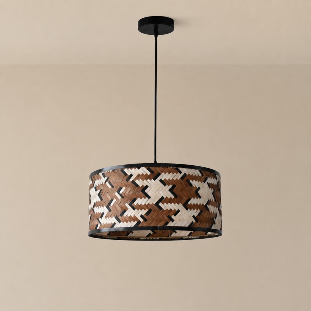 Suspension en bambou tressé marron et noir 50 cm — vue 3