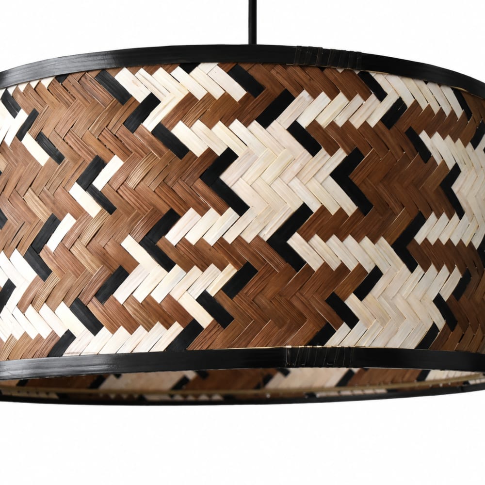 Suspension en bambou tressé marron et noir 50 cm — vue 4