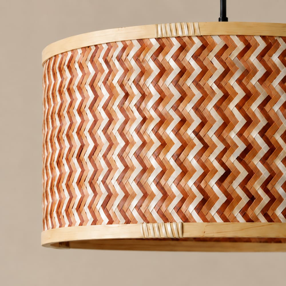 Suspension en bambou tressé crème et marron 50 cm — vue 4