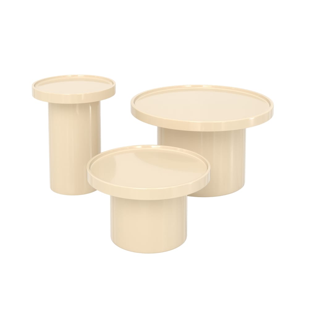 Maison Pavane Set aus 3 weißen lackierten MDF-Couchtischen style classic chic - Holz