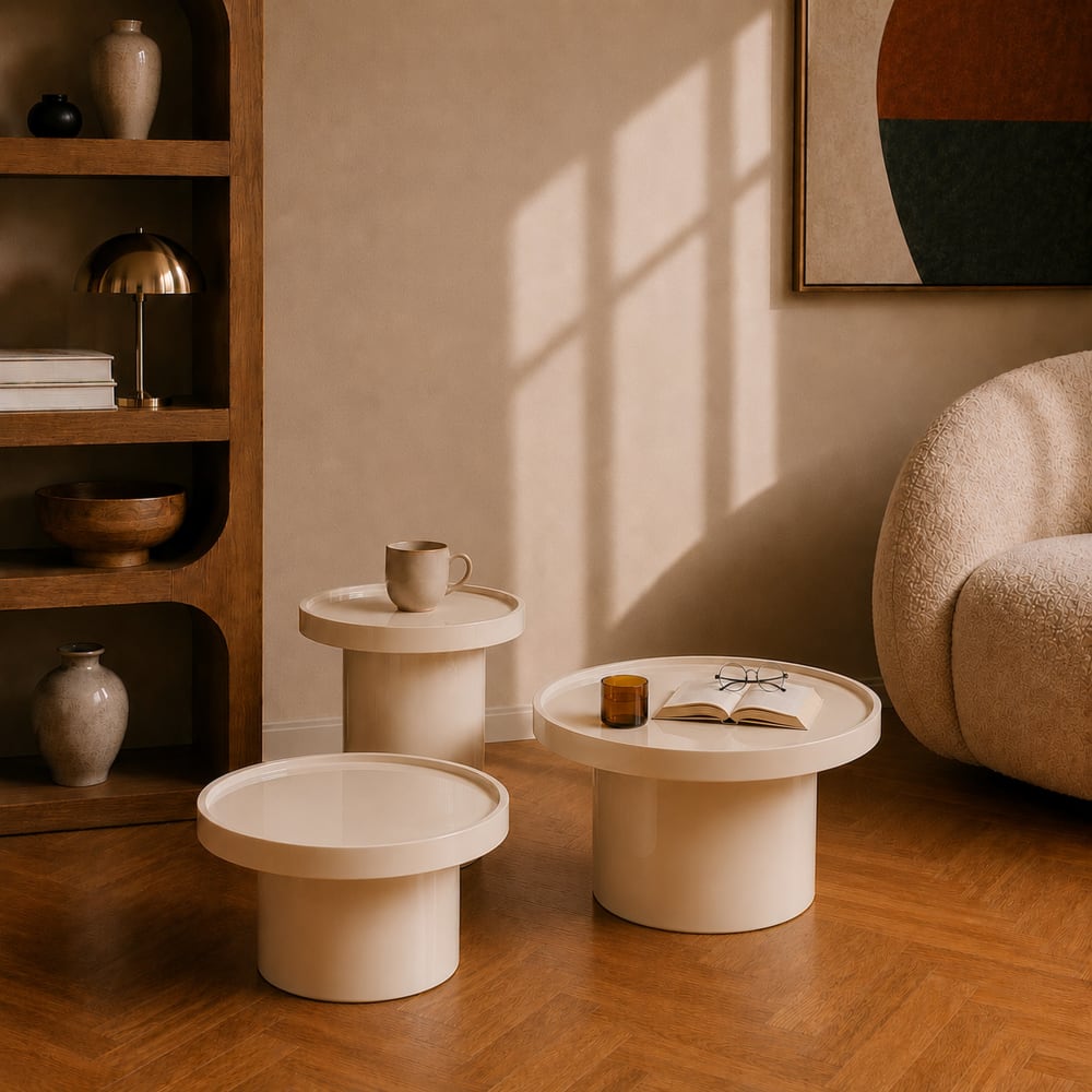 Set aus 3 weißen lackierten MDF-Couchtischen - Maisons Du Monde