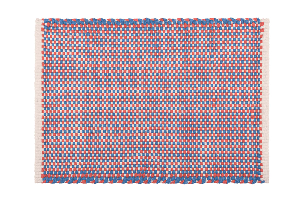 Tapis de bain en coton 70 x 50 cm, bleu terracotta beige