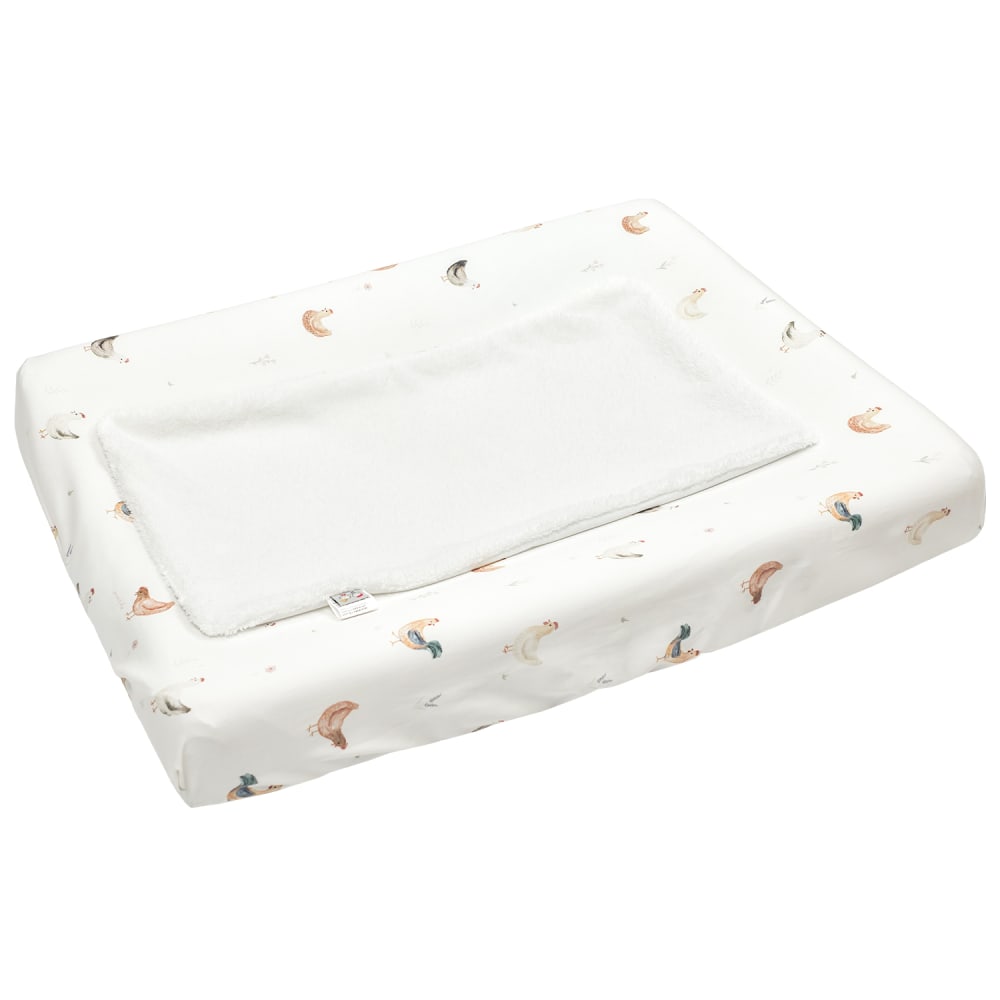 Housse matelas à langer bébé + tapis bambou écru 70x50 cm