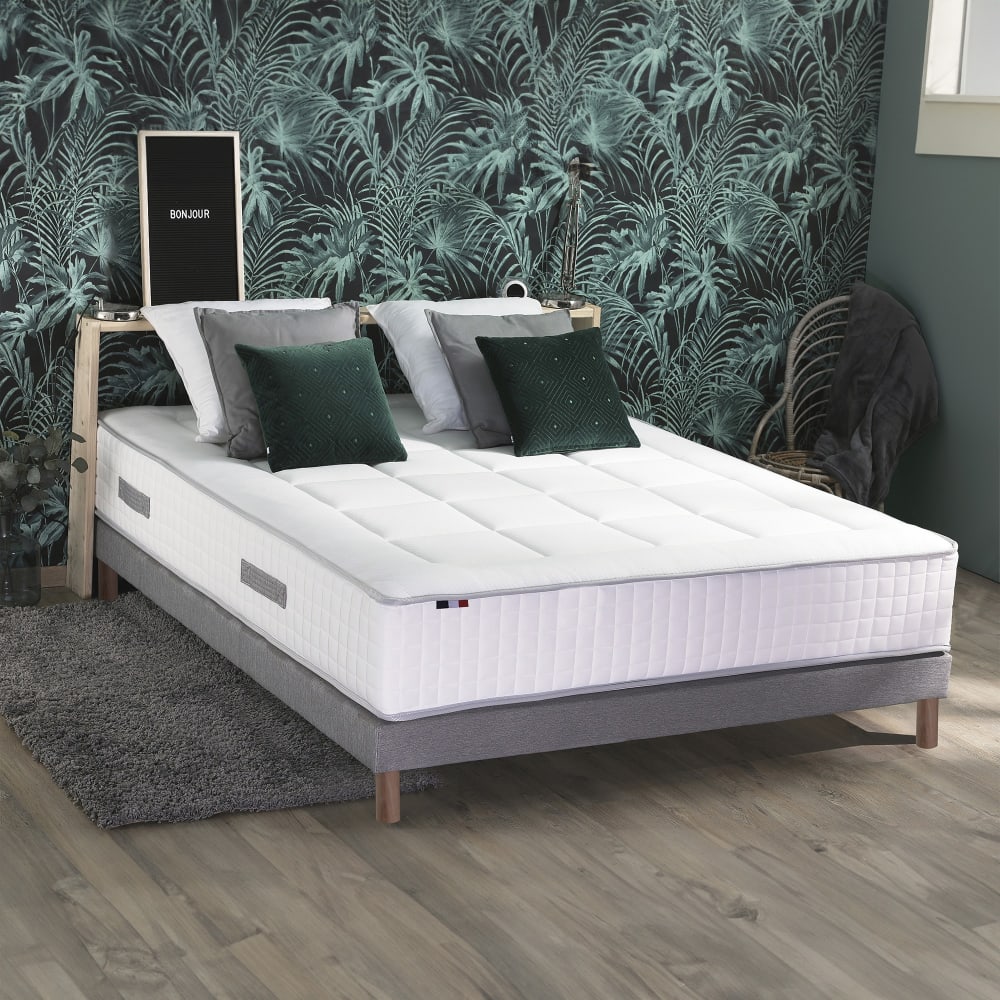 Pack ensemble ressorts 7 zones+ couette et oreillers 180x200