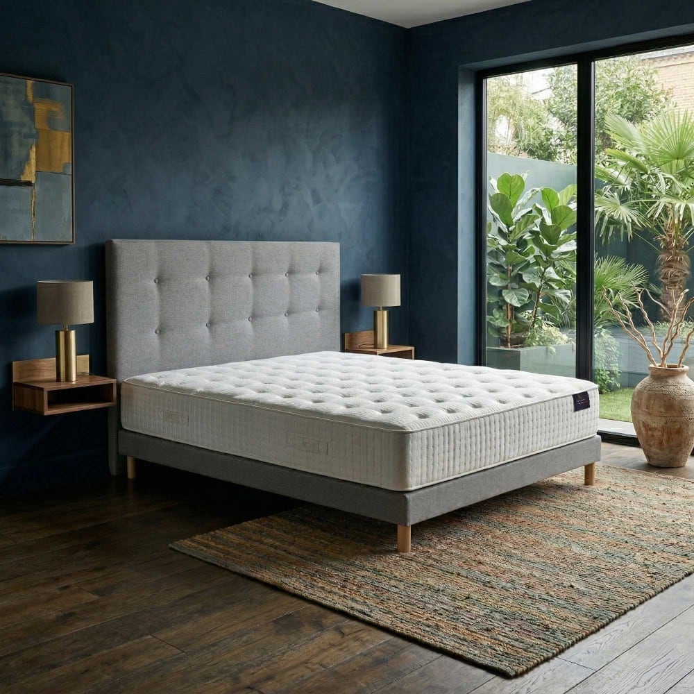 Matelas hybride helios mémoire de forme h31 sommier tete de lit gris