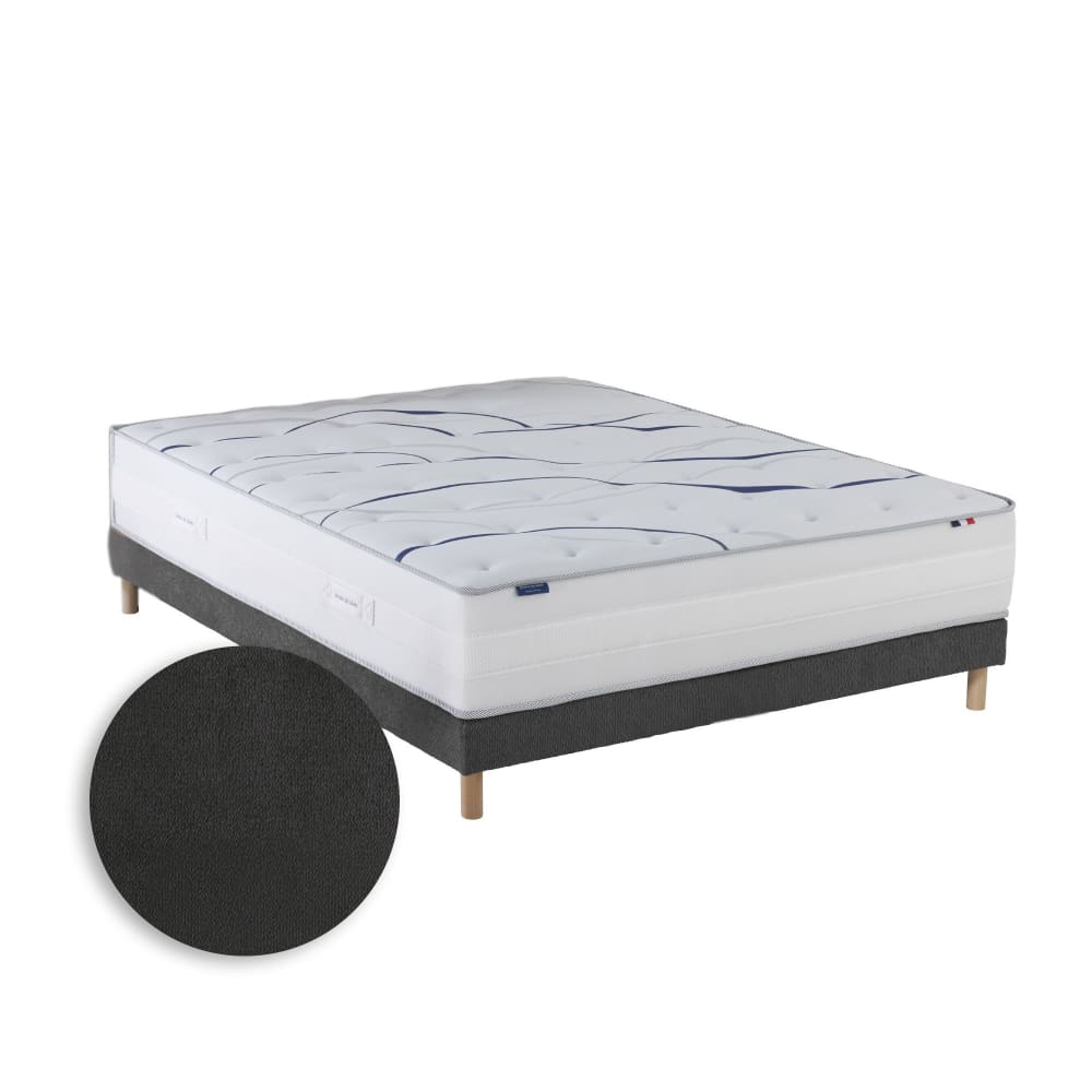 Matelas mousse elysia sommier chenille gris anthracite 140x190