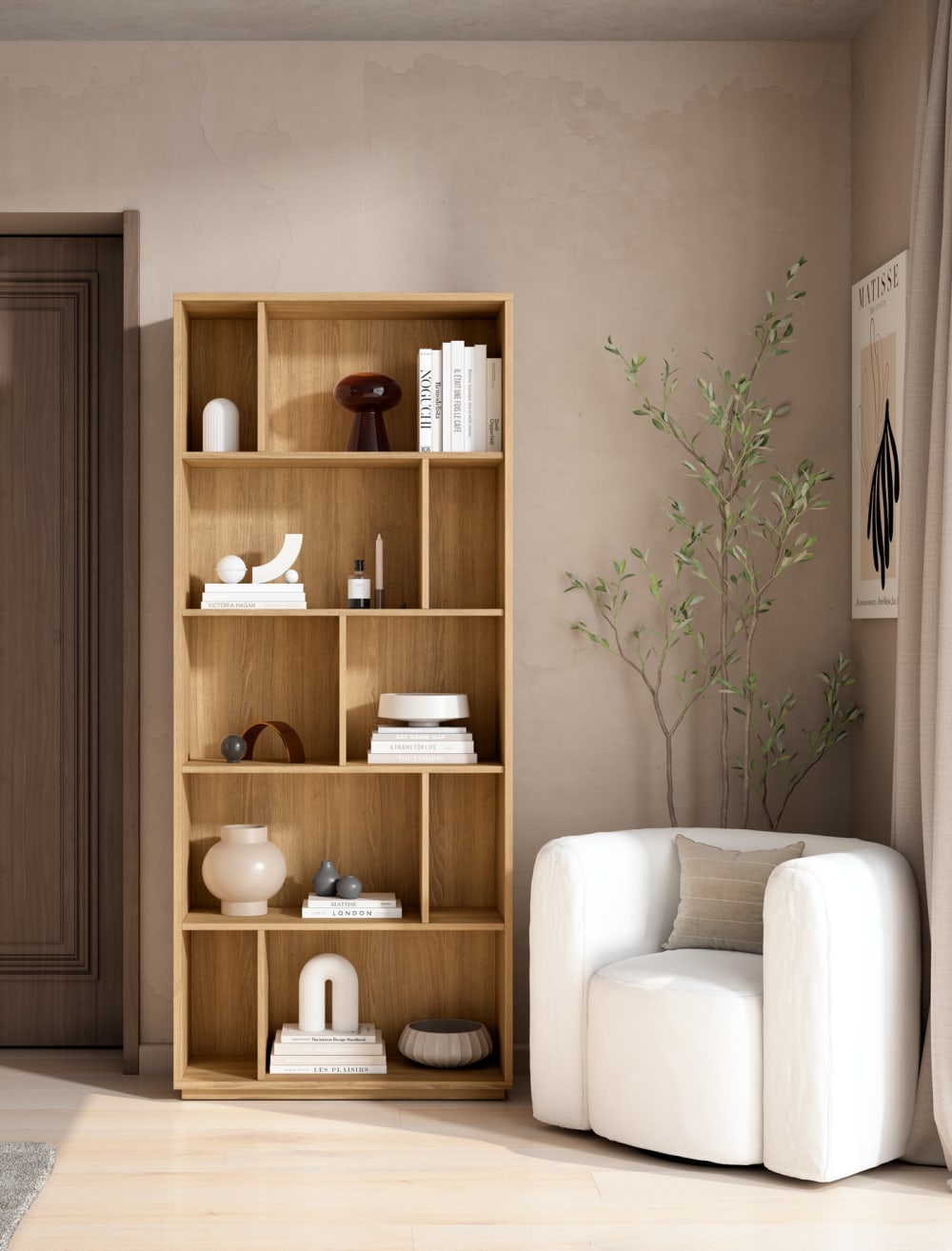 Bücherregal aus Melamin in Gold-Eiche 191x80x32 cm - Maisons Du