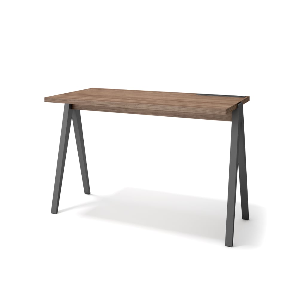 Herdasa Schreibtisch Walnuss Optik Beine Buche Graphit 75x120x60 cm style modern Grau Spanplatte