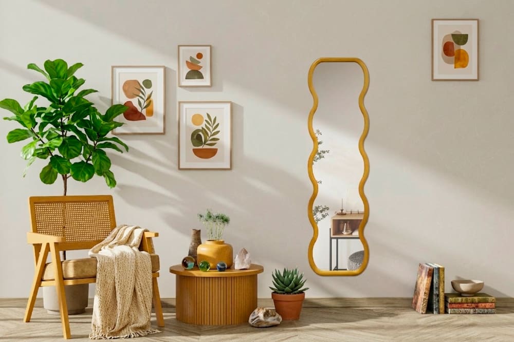 Organischer Spiegel aus Kiefer Natur 150x40 cm - Maisons Du Monde