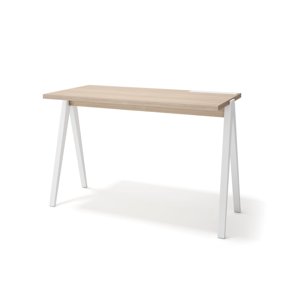 Herdasa Schreibtisch Walnuss Hell Beine Buche Weiß 75x120x60 cm style modern Weiß Spanplatte