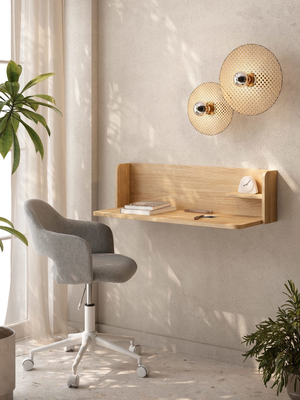 Wandschreibtisch Eiche Gold Optik 25x90x35 cm - Maisons Du Monde