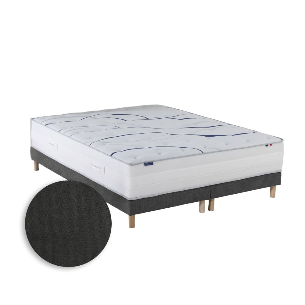 Matelas mémoire de forme sommier chenille gris anthracite 2x80 x 200